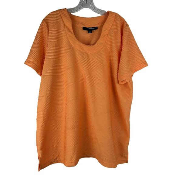 Denim 24/7 Womens Orange Short Sleeve Shirt Size 1X 22/24 Textured Top - Picture 1 of 6